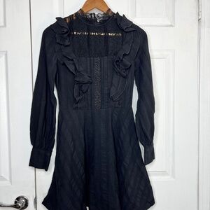 Elegant Black Ruffle Mini Dress